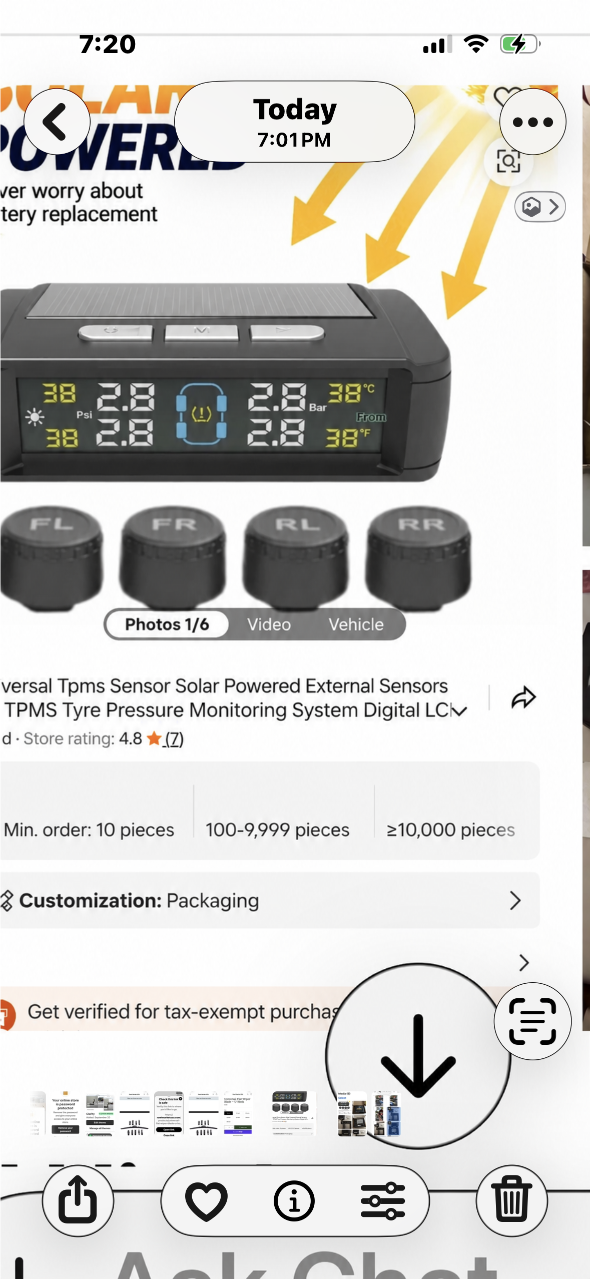 Wireless TPMS Tire Pressure Monitor – 4 External Sensors
